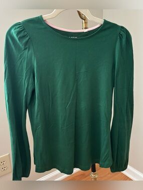 Boden Cotton Modal Pouf Sleeve Top in Kelly Green Size 4
